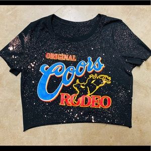 Coors Rodeo Bleached Crop Top Retro Western